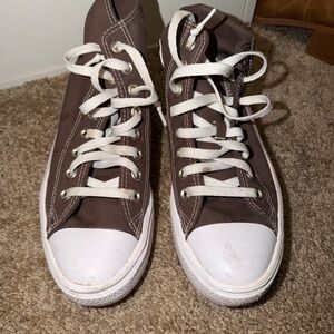 Brown Canvas High-Top Sneakers